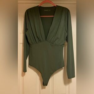 Abercrombie & Fitch Deep V Neck Green Bodysuit Soft A&F Collection